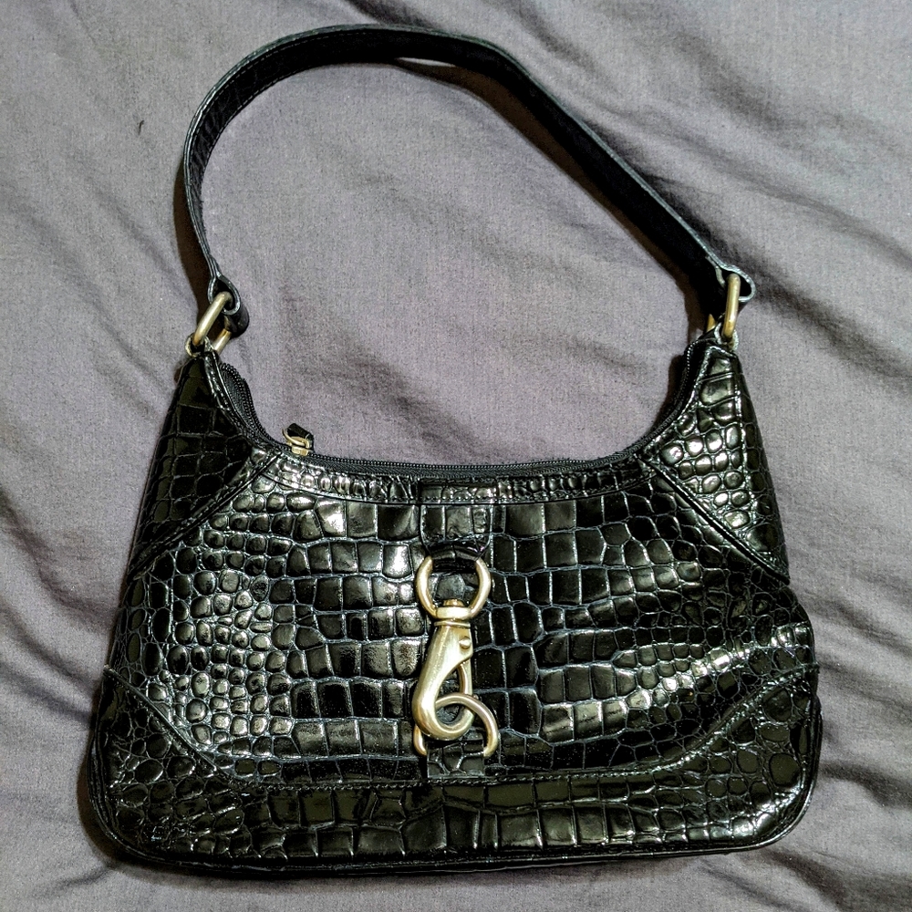 Vintage Patent Leather Snakeskin Shoulder Bag